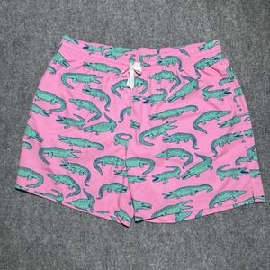 Chubbies Swim Trunks Alligator Print Pink Green Men's XL 5.5 Inch Inseam